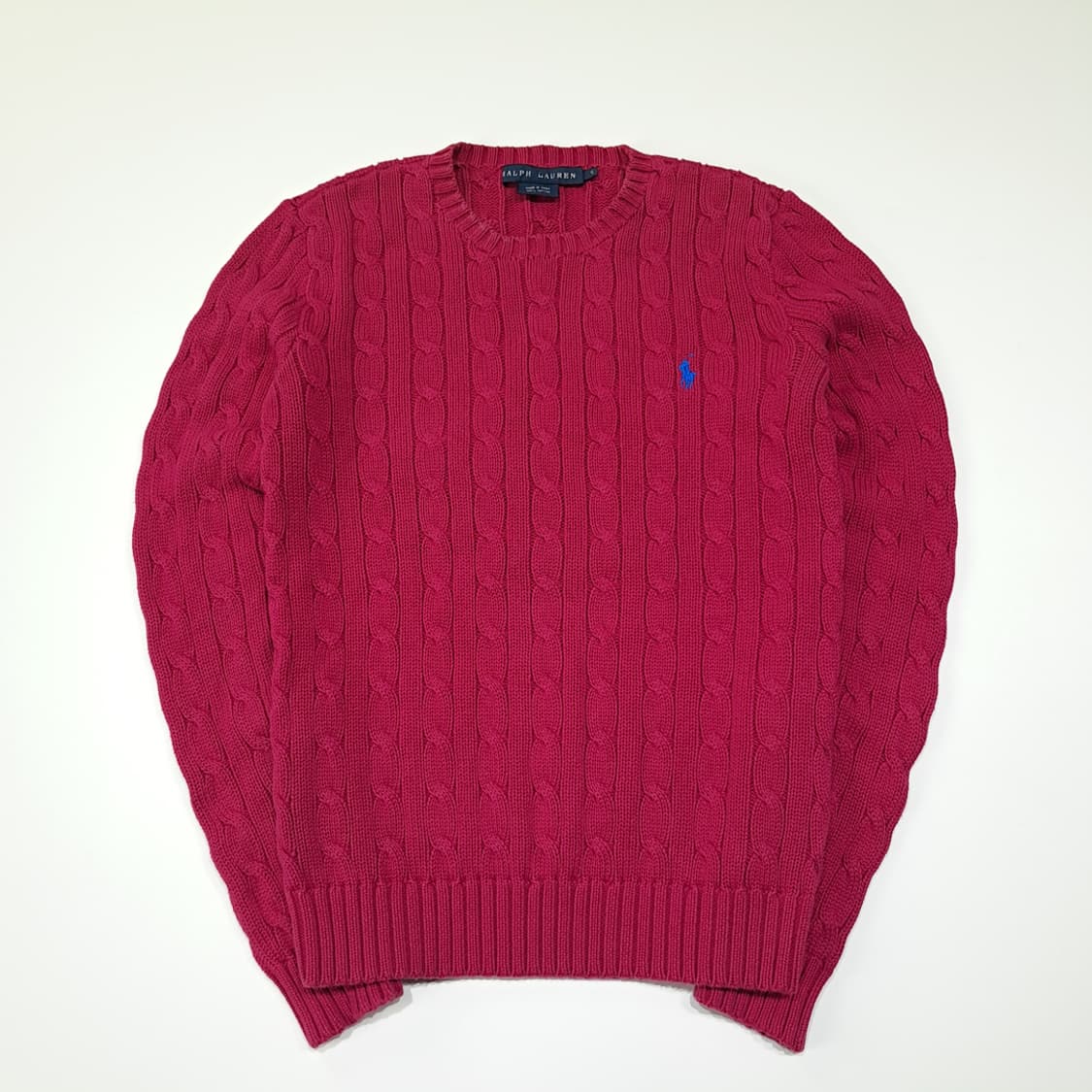 CL412 S 폴로 90s 코튼 케이블 마젠타 니트 스웨터 상품이미지1