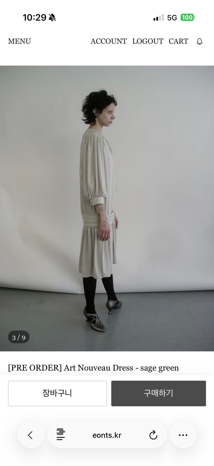 애옹스 Art Nouveau Dress - sage green 상품이미지3