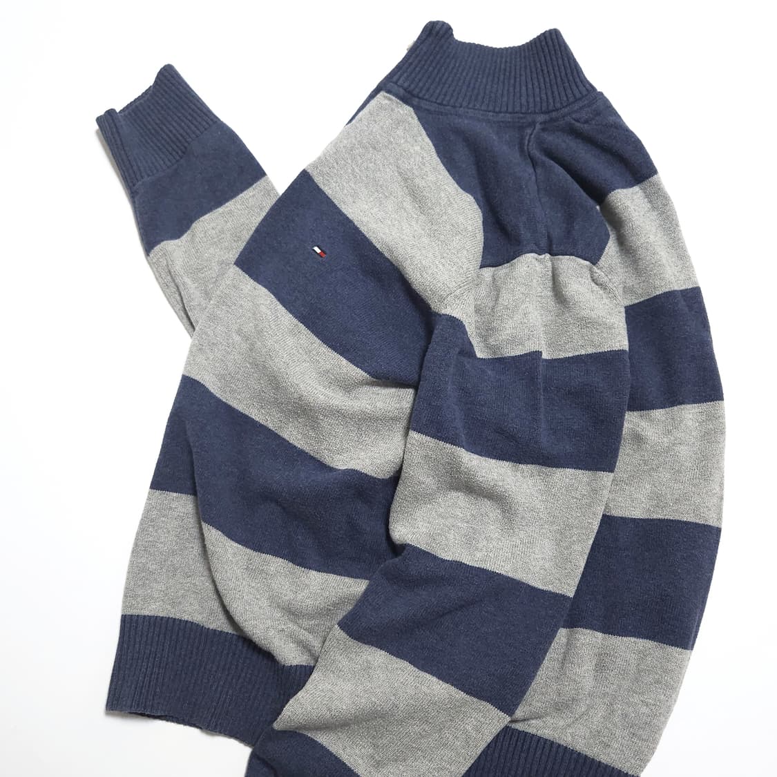 타미힐피거 스트라이프 코튼 하프 집업 니트 상품이미지3