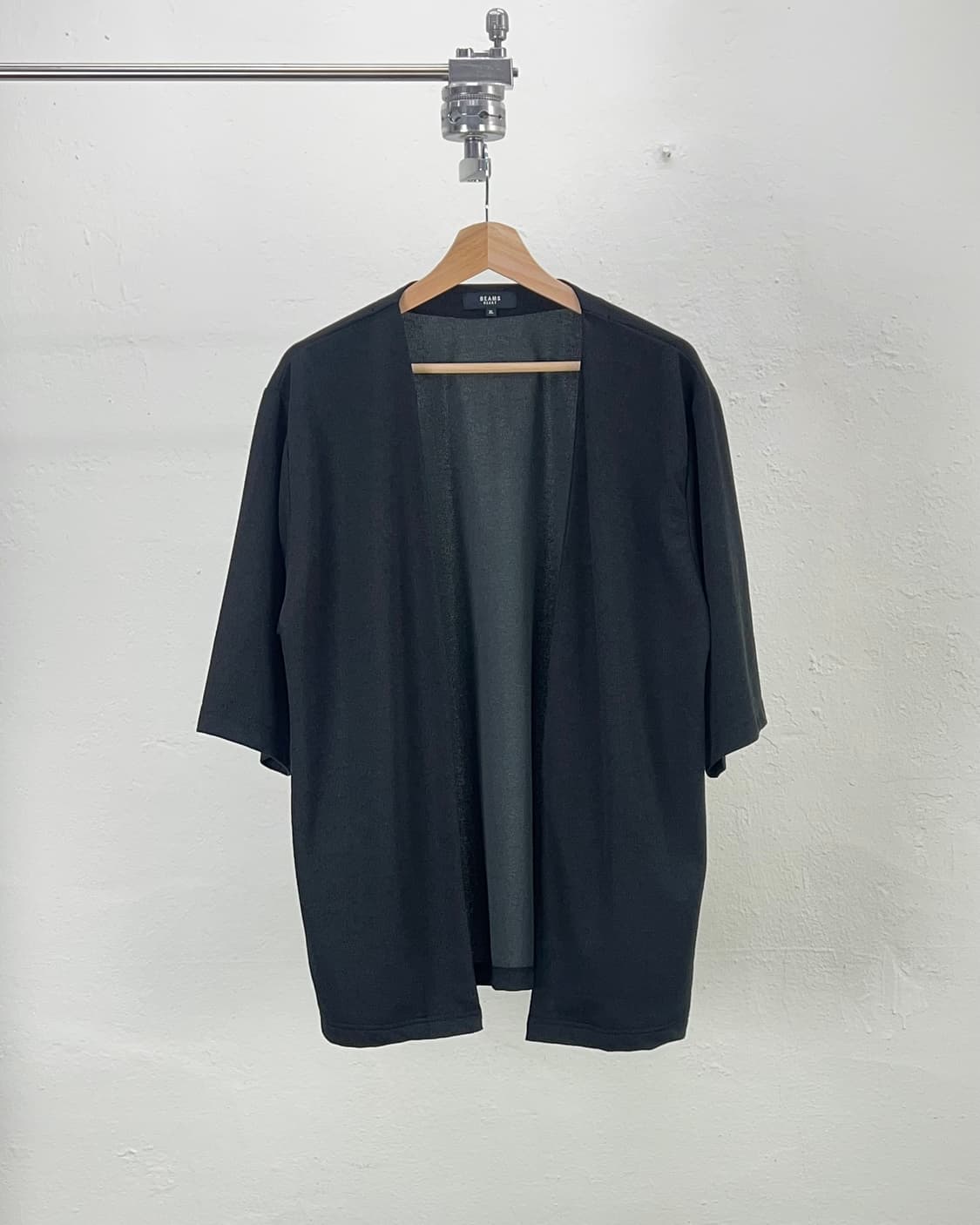빔즈 블랙 유카타 리넨 논카라 로브 가디건 상품이미지1