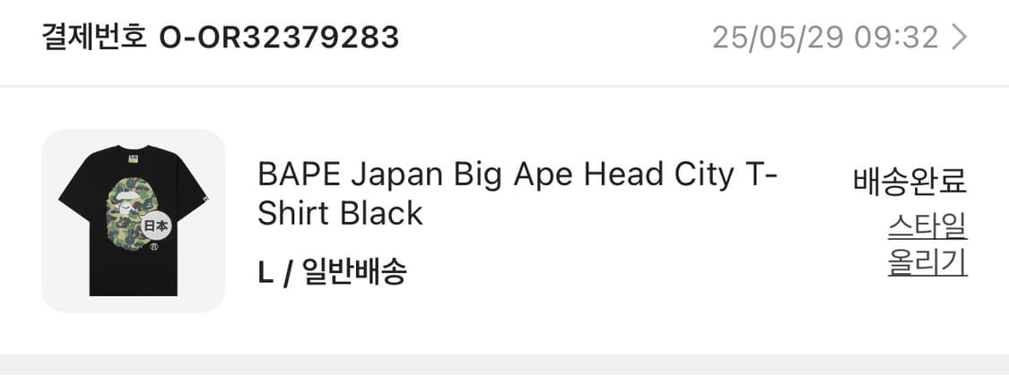 베이프 재팬 빅 에이프 헤드 시티 티셔츠 블랙 L 상품이미지2