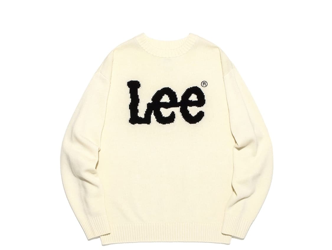 (XL) LEE 빅 트위치 로고 니트 아이보리 팝니다. 상품이미지1
