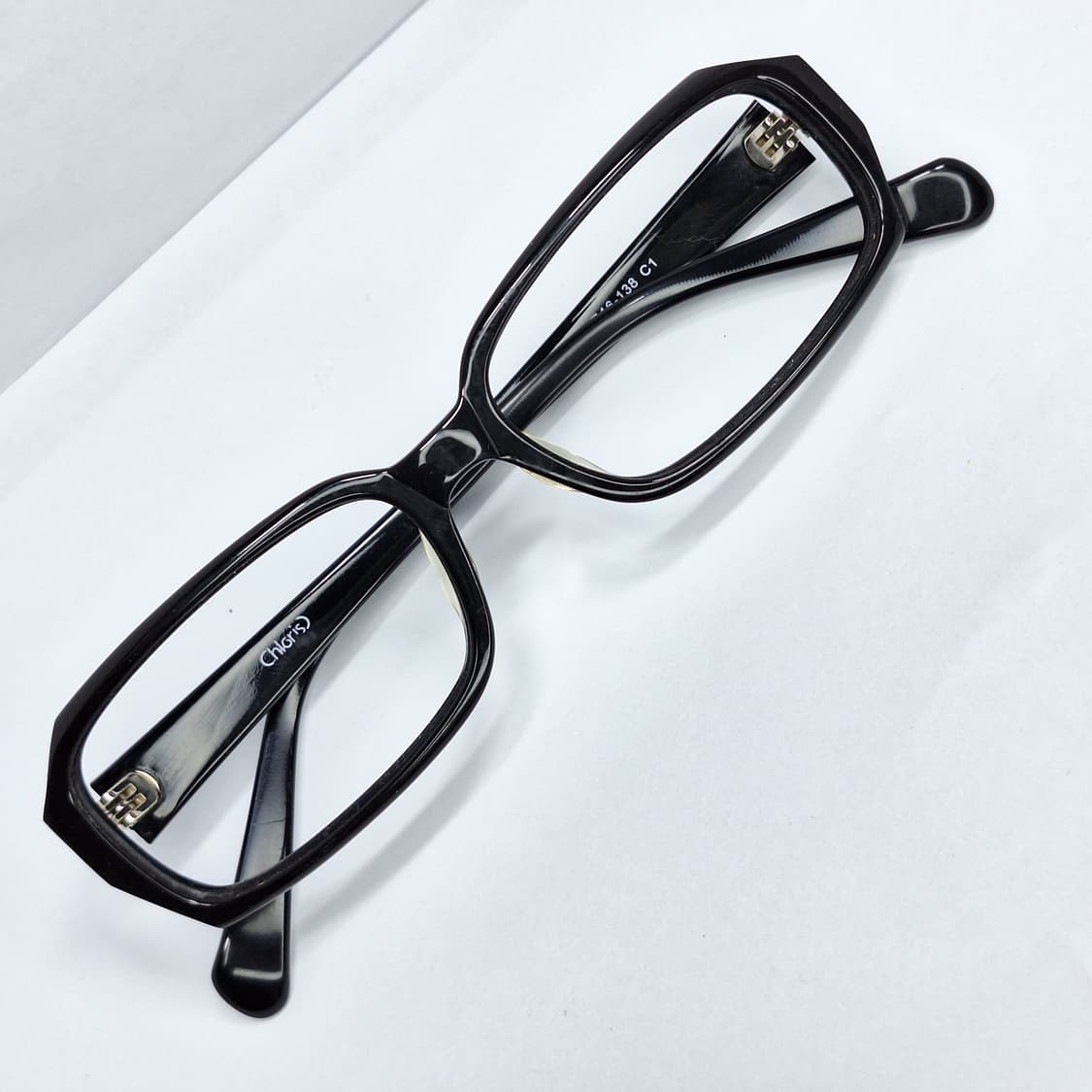 Chloris NWT-0027 54ㅁ16 블랙 실버 데코 뿔테 안경 상품이미지1