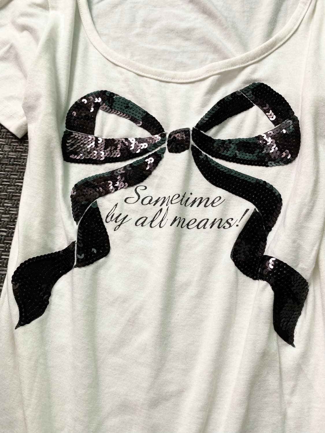 Y2K Ribbon Print Slim Fit Tee 상품이미지2
