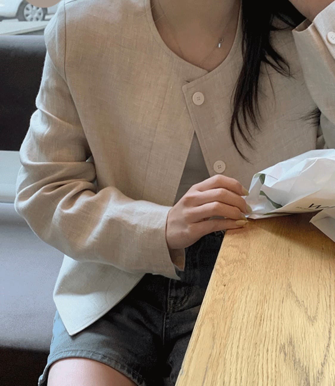 (미착용, 새상품) 슬로우앤드 made. 뮤즈 트위드 린넨자켓 상품이미지1