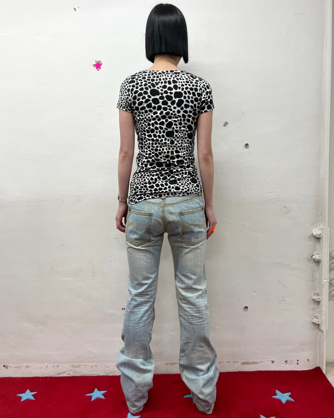 Gold stitch light blue denim pants  상품이미지4
