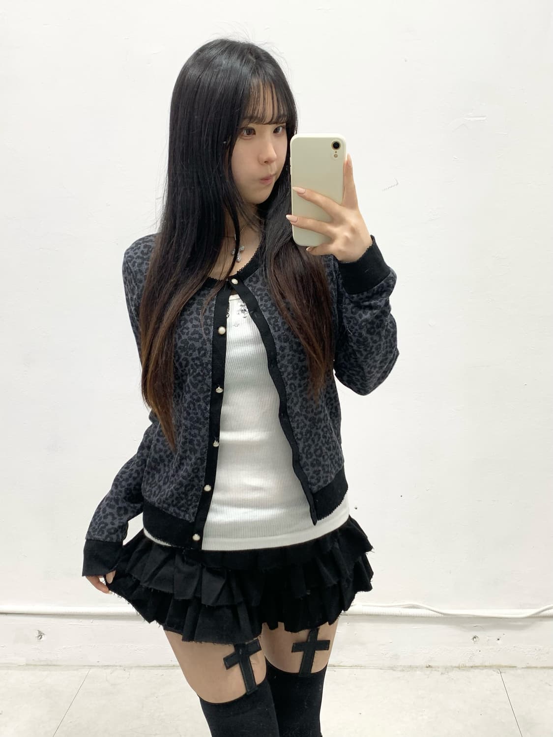 [MOI] 오네갸루 그레이 레오파드 호피 가디건 상품이미지3