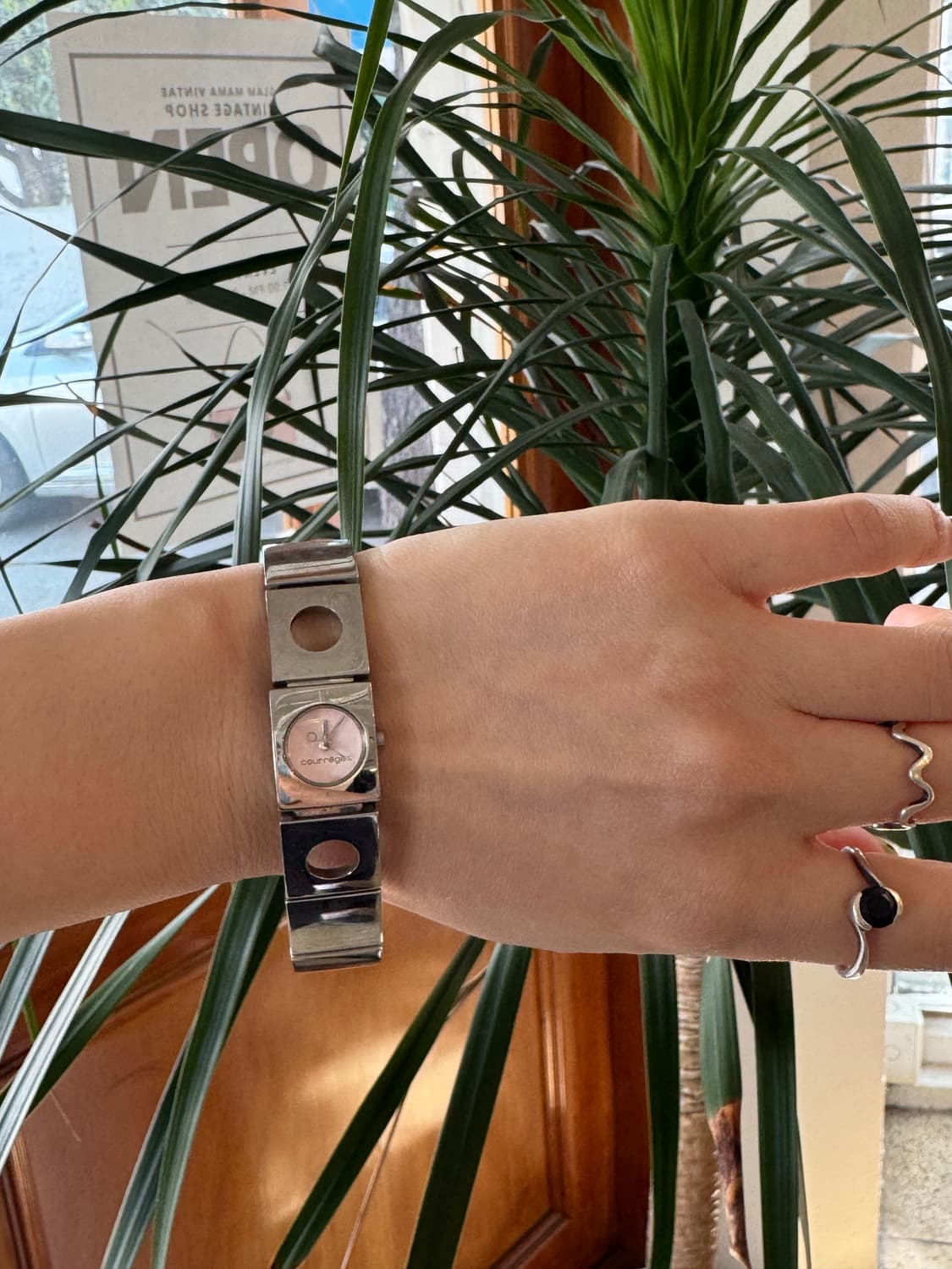 쿠레쥬 (Courrèges) 실버 스퀘어 링크 시계 상품이미지4