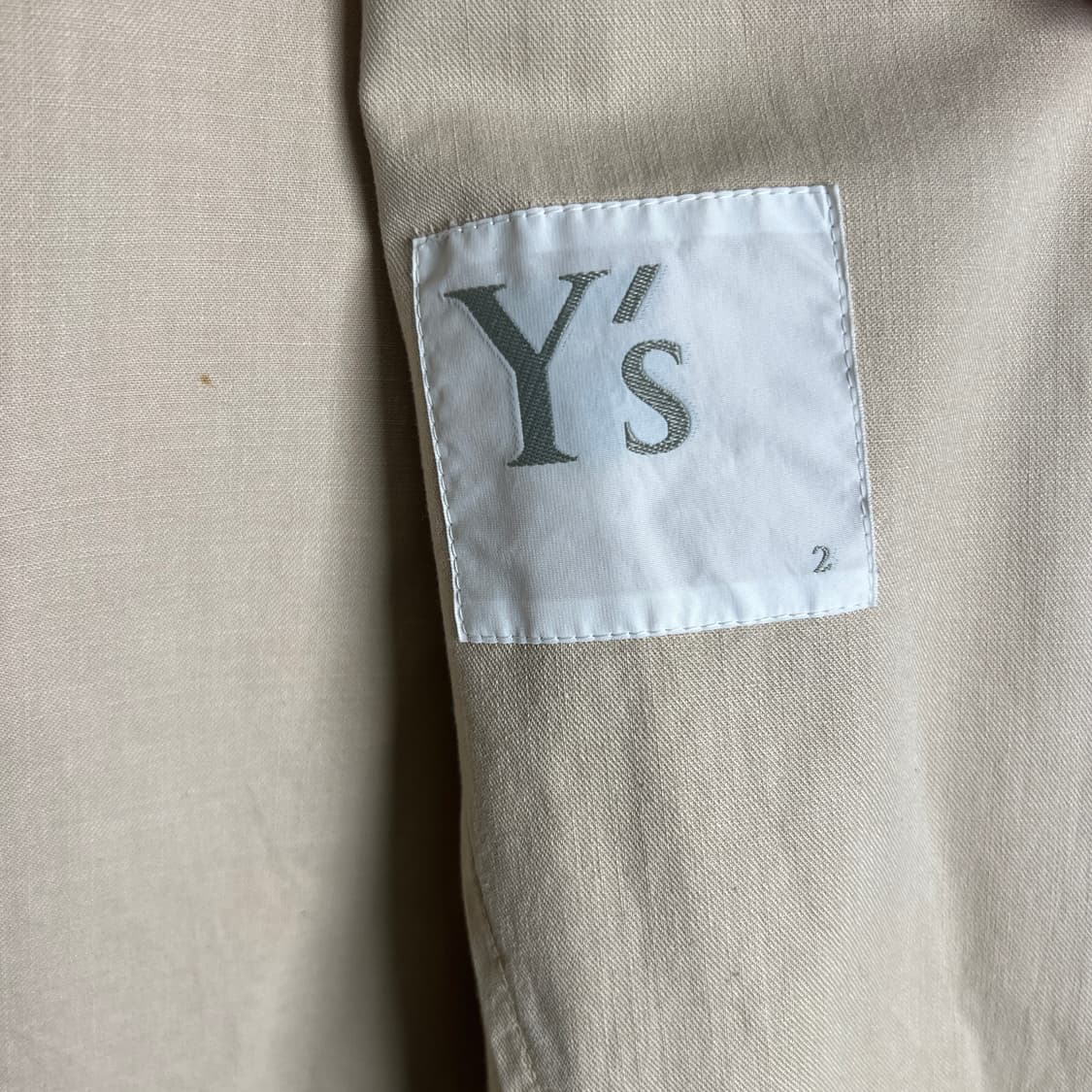 99SS Y's 요지야마모토 베이지 오픈 칼라 하프 코트 상품이미지4