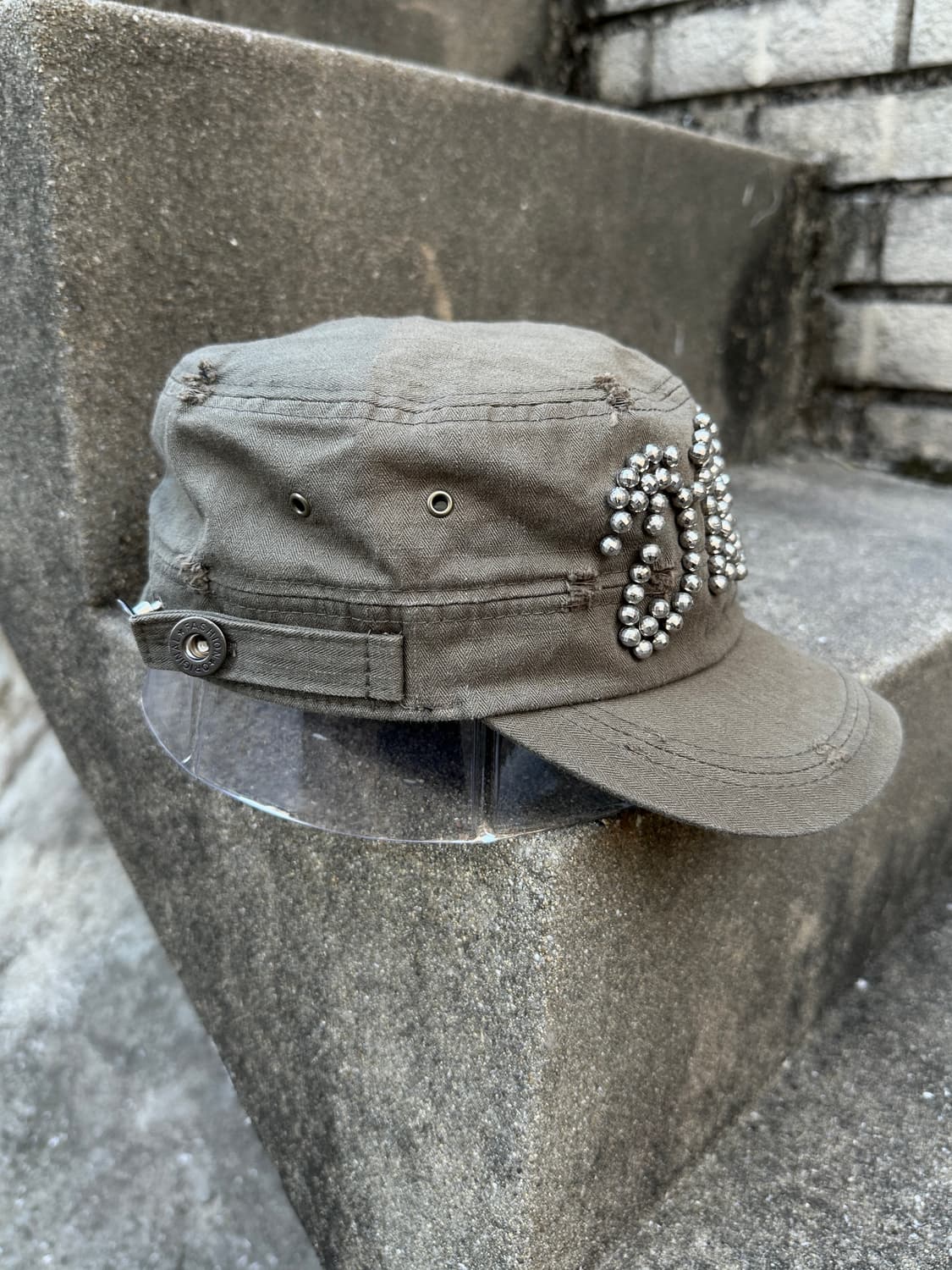 Vintage khaki cubic point cap  상품이미지3