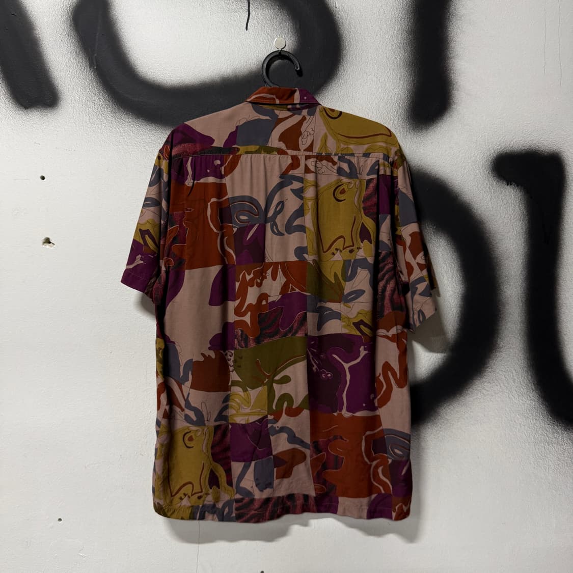 VTG 빈티지 컬러블록 플라워 풀 패턴 하와이안 반팔 셔츠 상품이미지2
