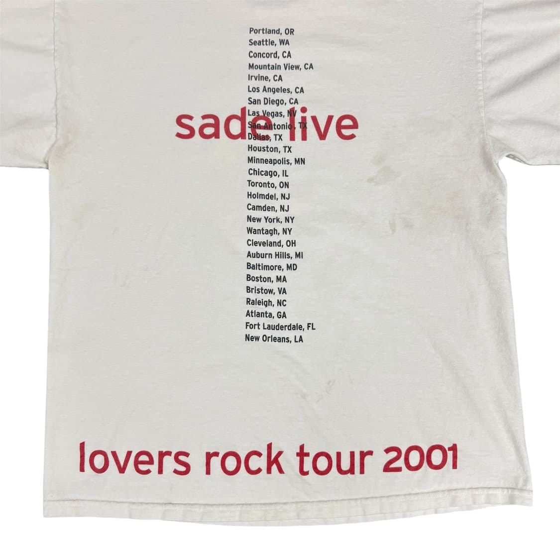 2001 Sade Lovers Rock Tour Tee 샤데이 티셔츠 상품이미지6