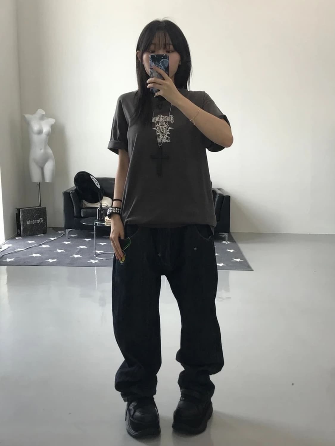 빈티지 펑크 프린팅 반팔 상품이미지3