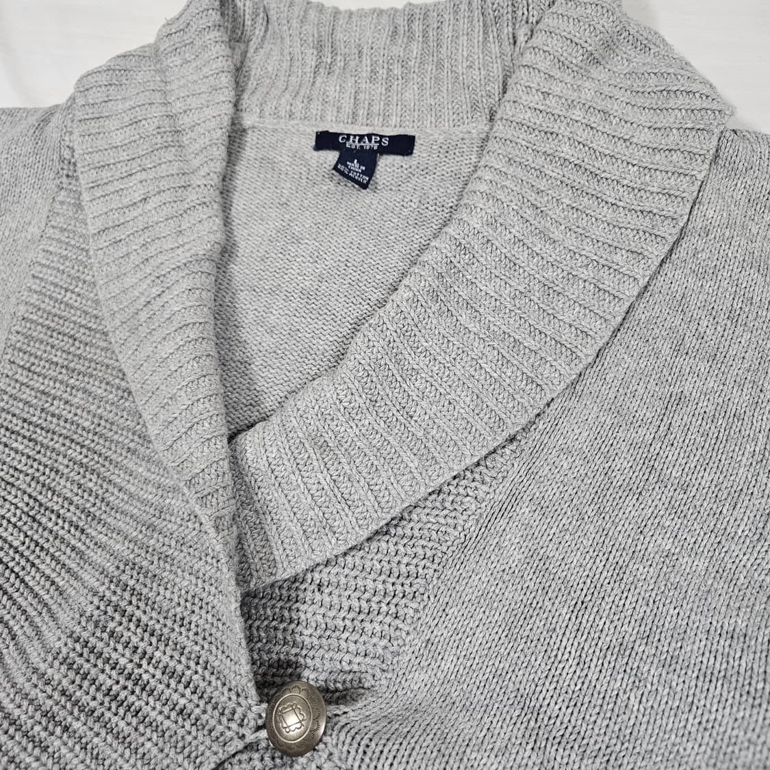 랄프로렌 챕스 그레이 숄카라 원 버튼 가디건 상품이미지2