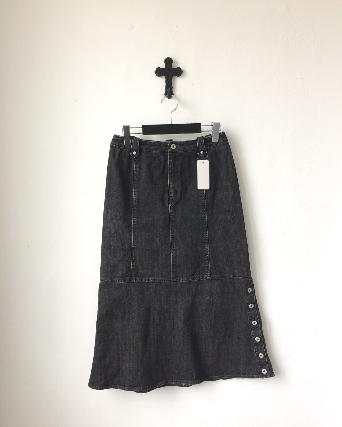 Side button point denim skirt 상품이미지1
