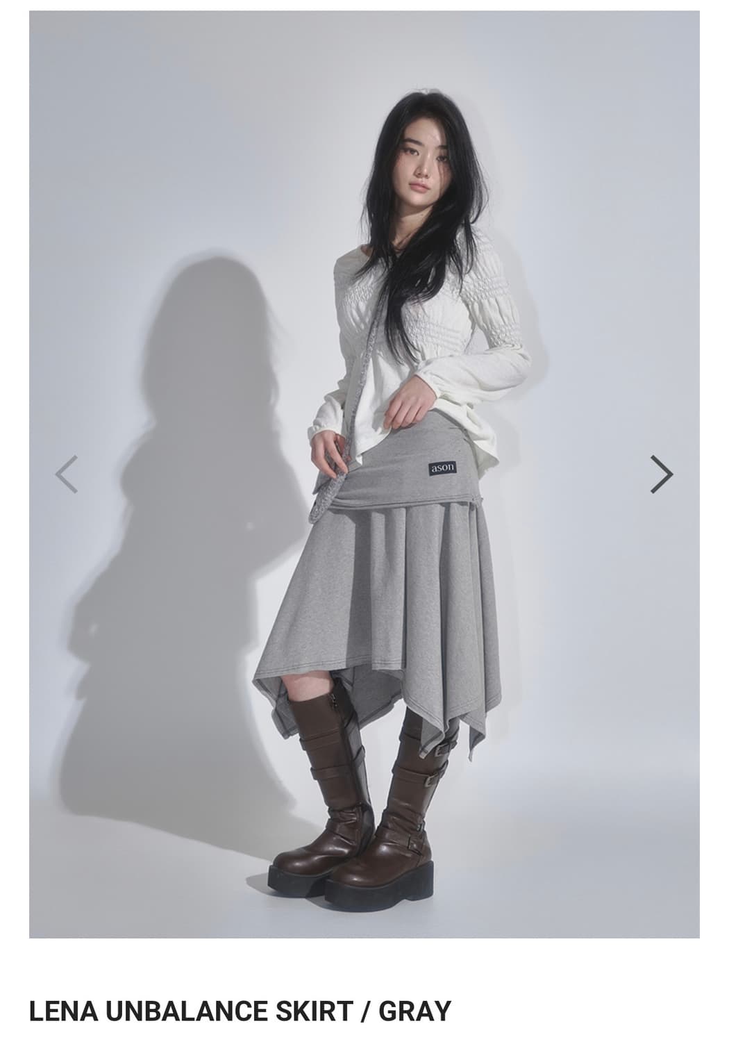 애즈온 레나 언발란스 스커트 그레이 상품이미지1