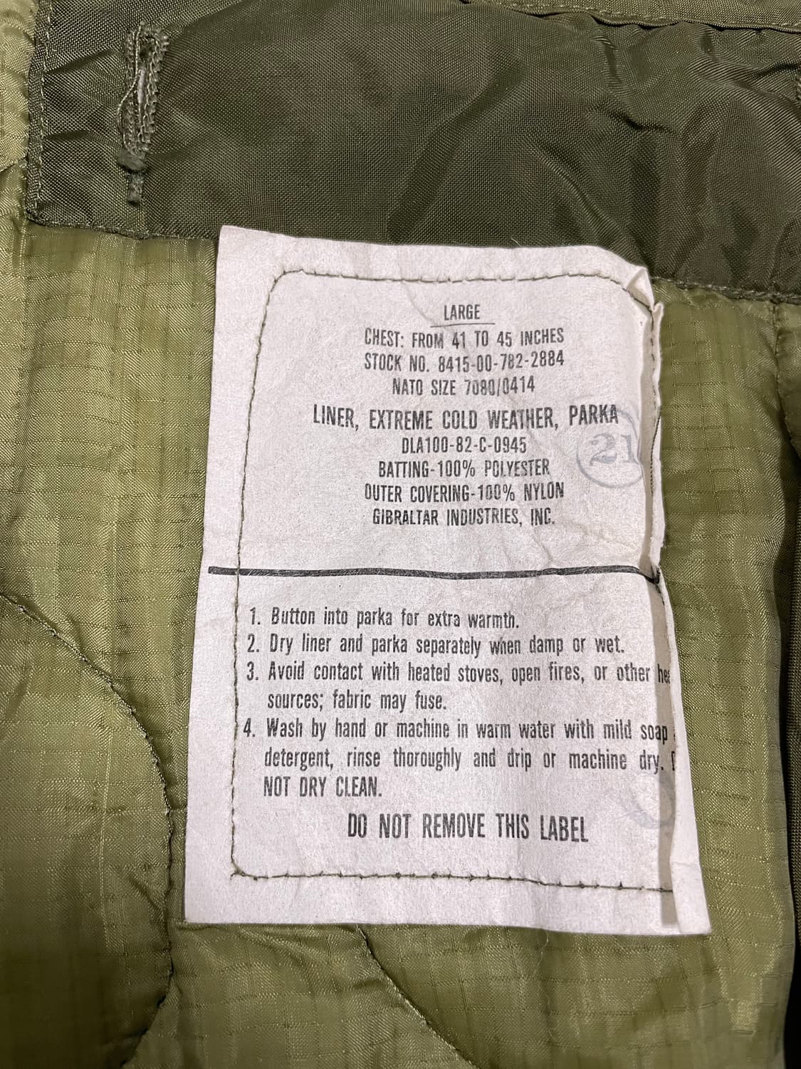 m65 피쉬테일용 라이너 라지 오리지널 상품이미지4