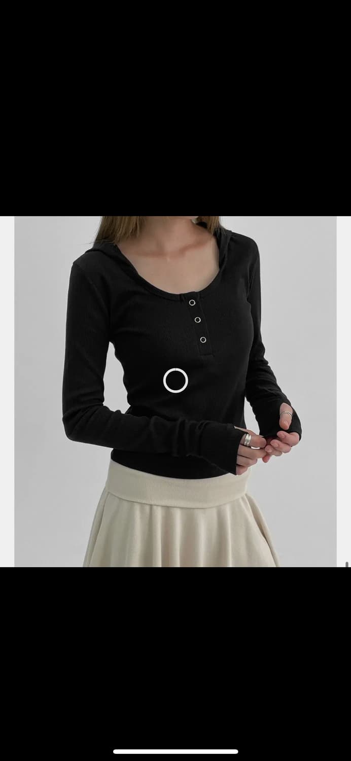 블랙업 이비아 스냅버튼 골지 워머 후드티 핑크 상품이미지3