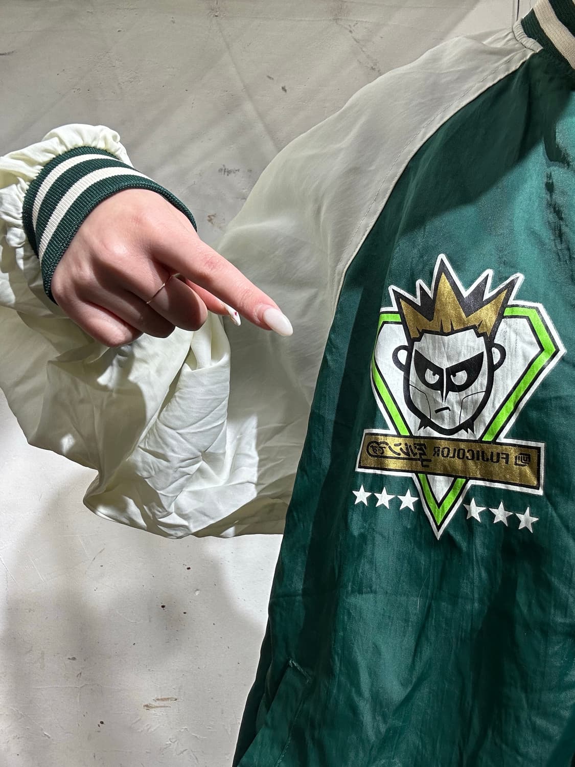 일본 빈티지 그린 빅 로고 스카잔 오버핏 코치 자켓  상품이미지4