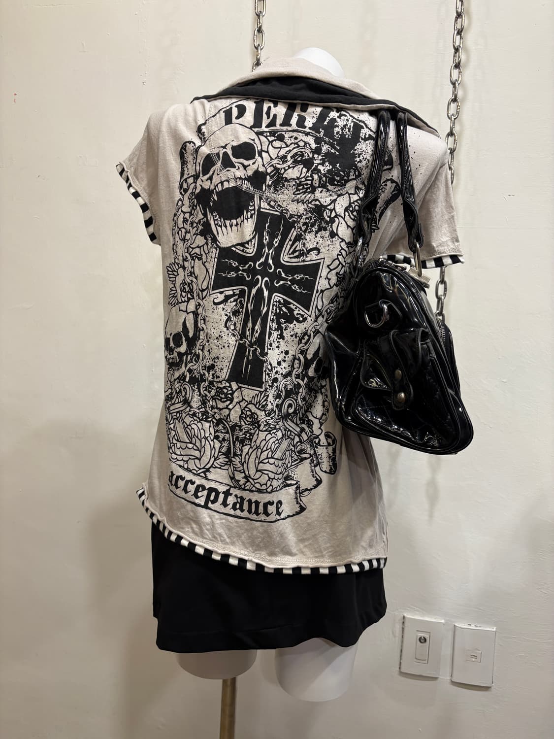 dig deep 디그딥 와이어 카라 스컬 프린팅 티셔츠 펑크 상품이미지4