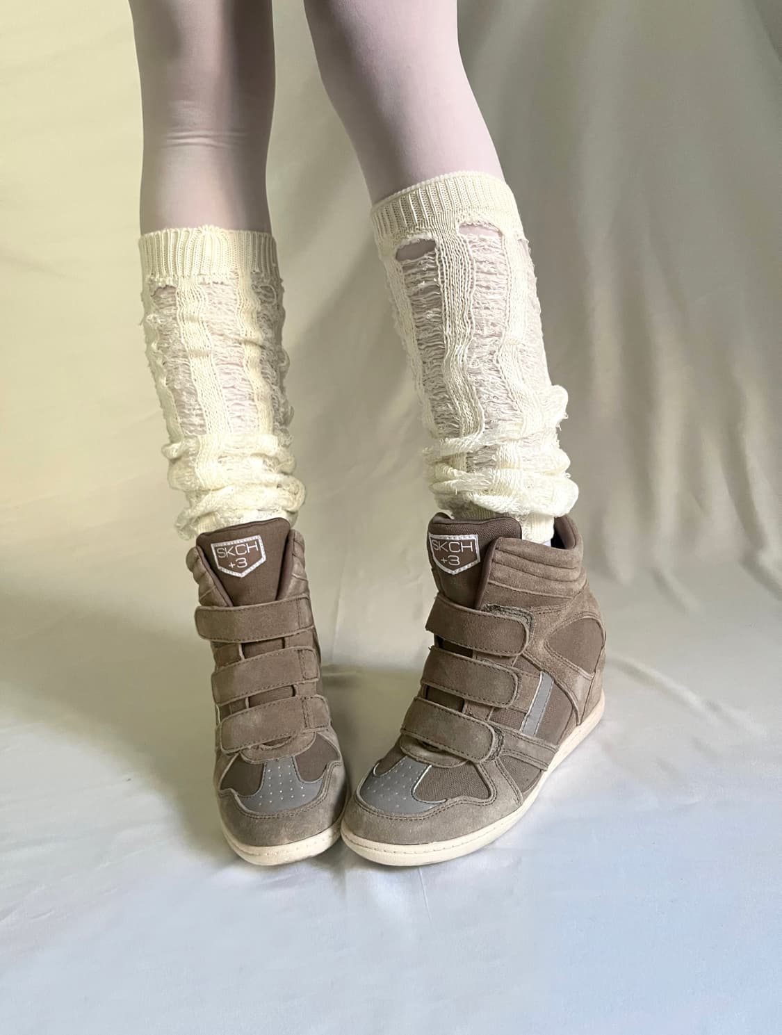 Skch 웨지 하이탑 애쉬 카키 베이지 상품이미지4