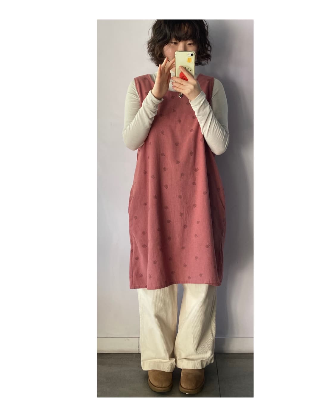 일본빈티지) 사과 패턴 기모원피스 상품이미지2