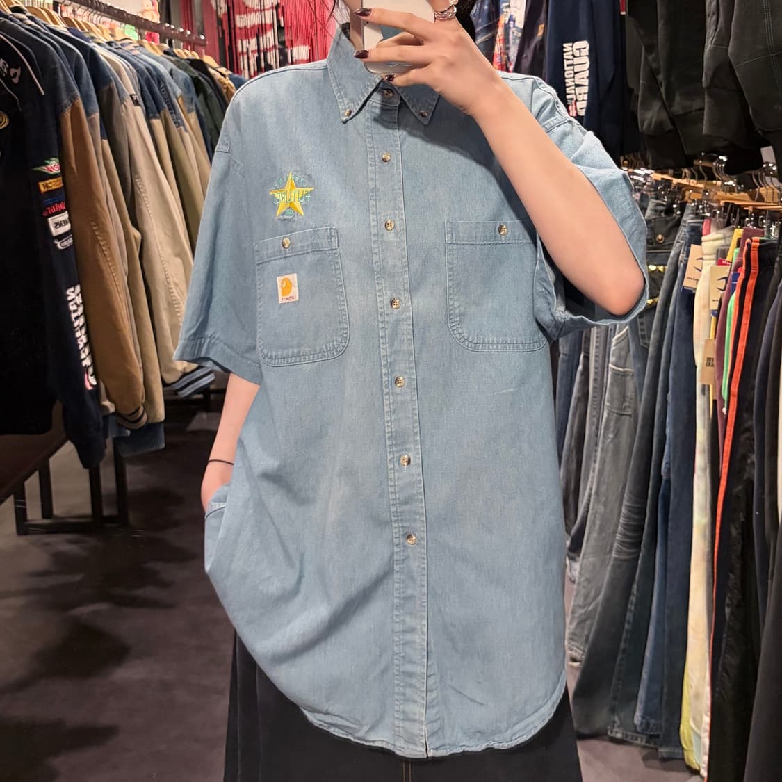 [IM] Carhartt 칼하트 데님 반팔 셔츠 연청 상품이미지3