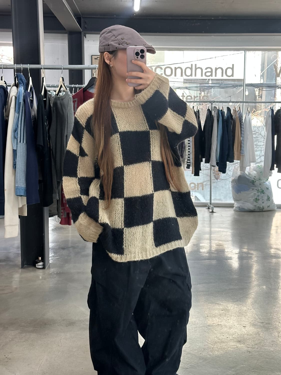 더오픈프로덕트 체커보드 울 니트 상품이미지2