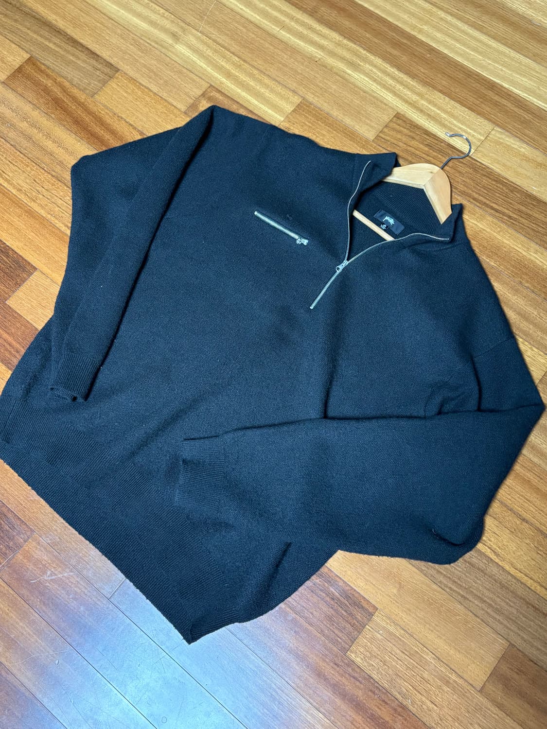 스투시 하프 집업 모크넥 스웨터 블랙 상품이미지1