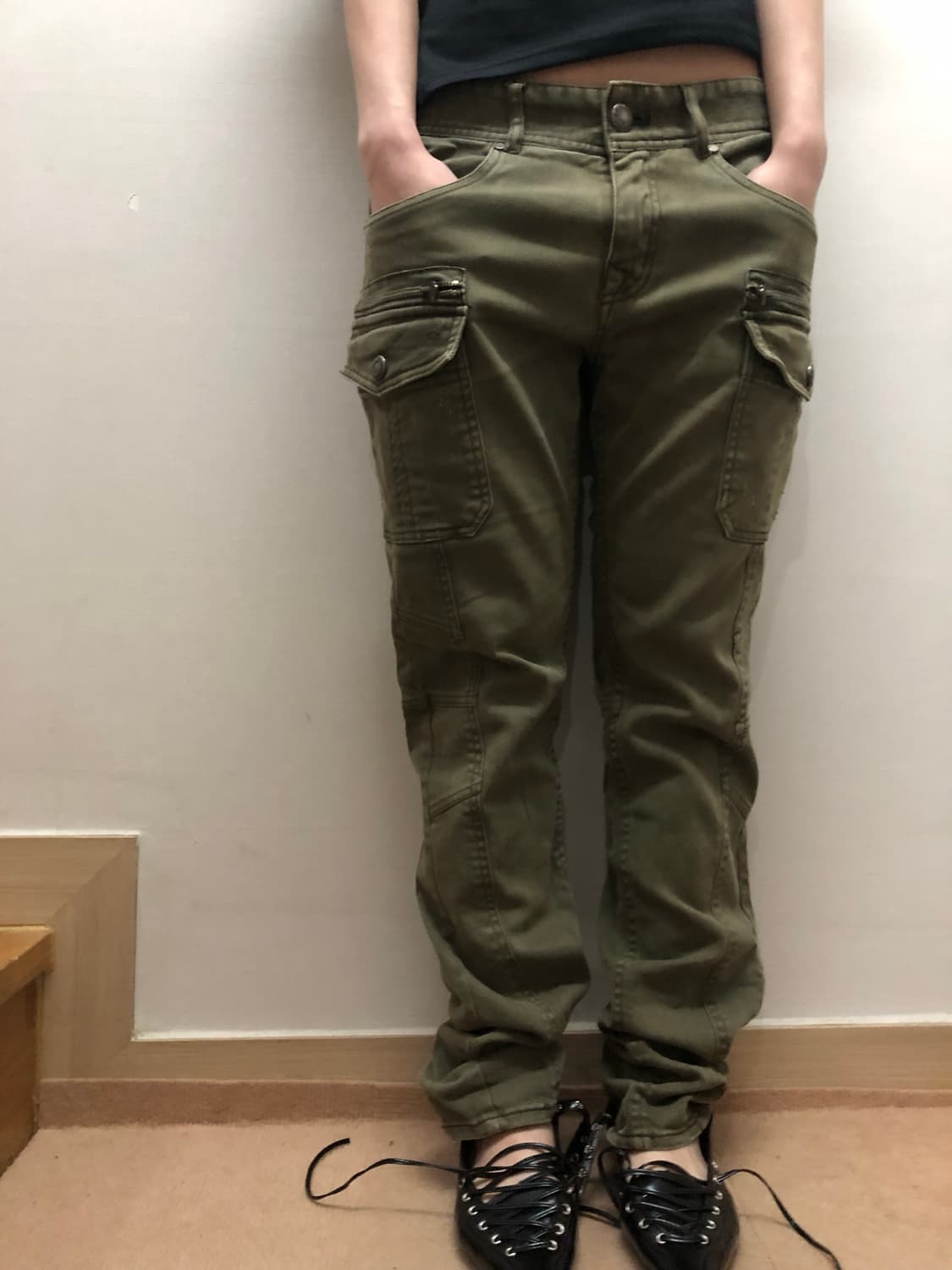 빈티지 버카루 카키 펑크 카고 팬츠 상품이미지5