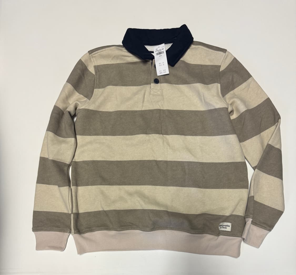 < 새상품> 여성 아베크롬비 스트라이프 기모 럭비 카라티 M 상품이미지1