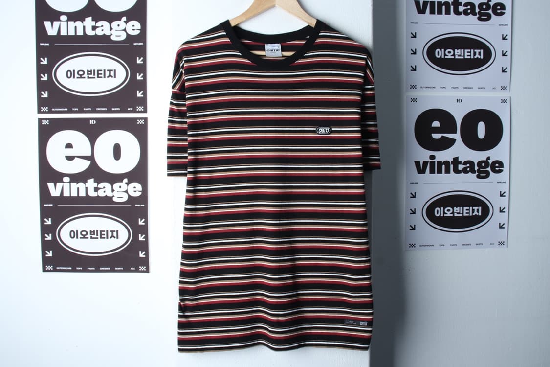 (L-XL) 크리틱 반팔 티셔츠 스트라이프 컬러믹스 올드스쿨-H32439 상품이미지2