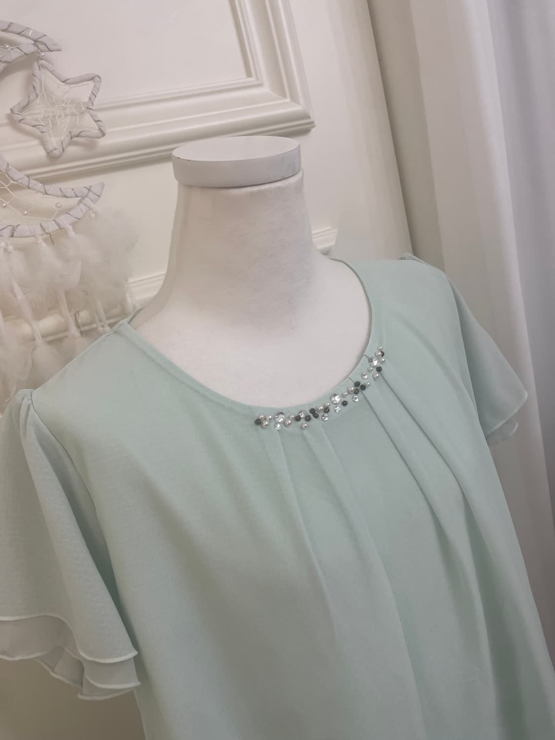 mint beads point ruffle blouse(size-L) 상품이미지7