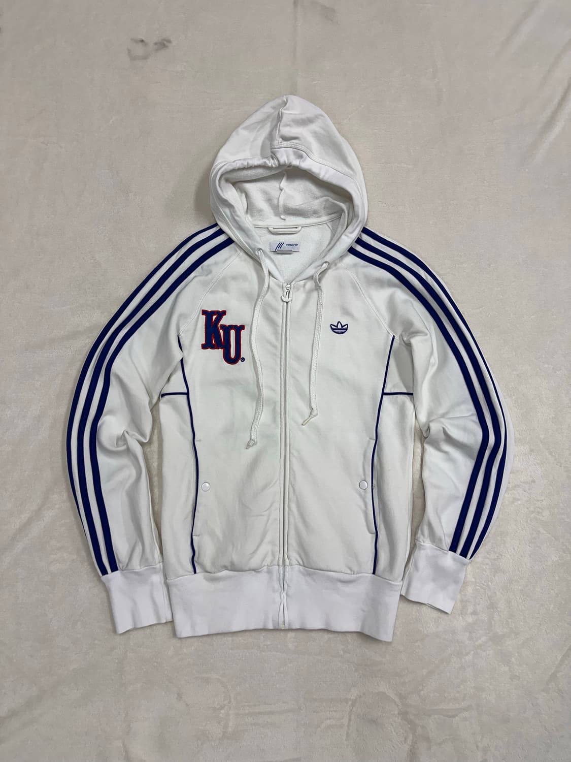 (90)아디다스 희귀 트레포일 로고 캔자스 후드집업 흰파 상품이미지1
