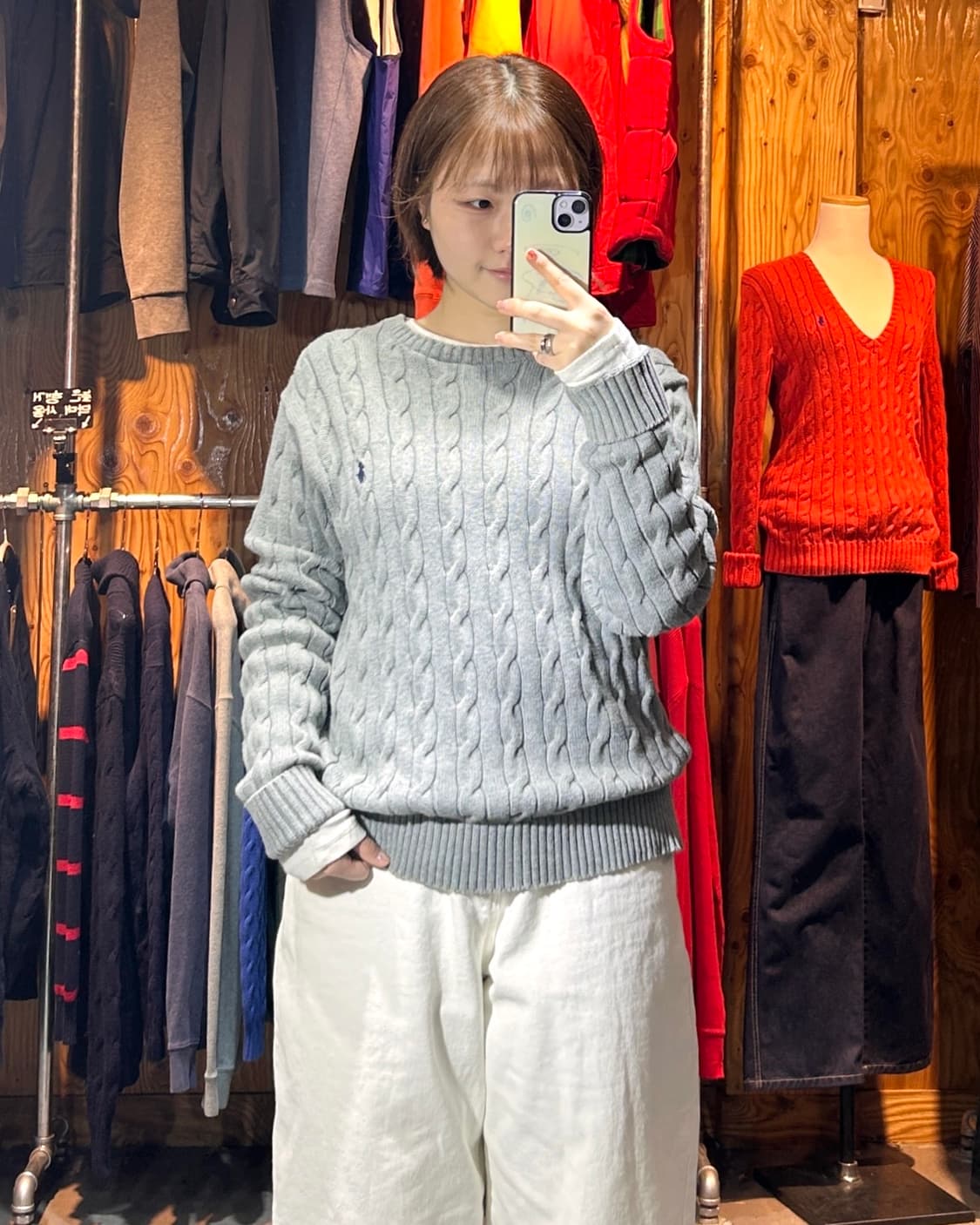 XL 폴로랄프로렌 네이비 포니 그레이 케이블 니트 상품이미지1