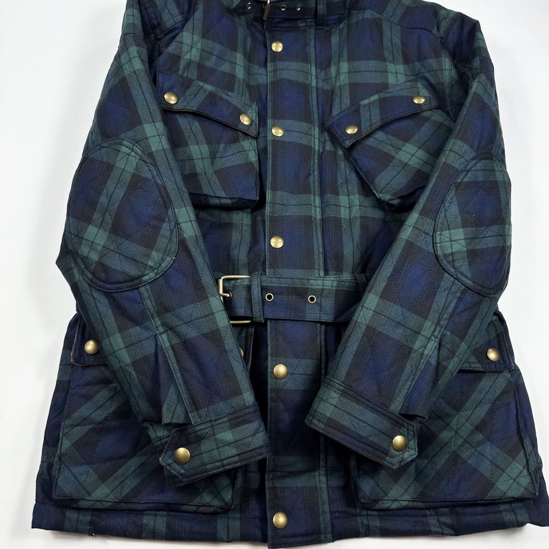  VTG 빈티지 클래식 타탄체크 벨티드 퀼팅 자켓 M 상품이미지3