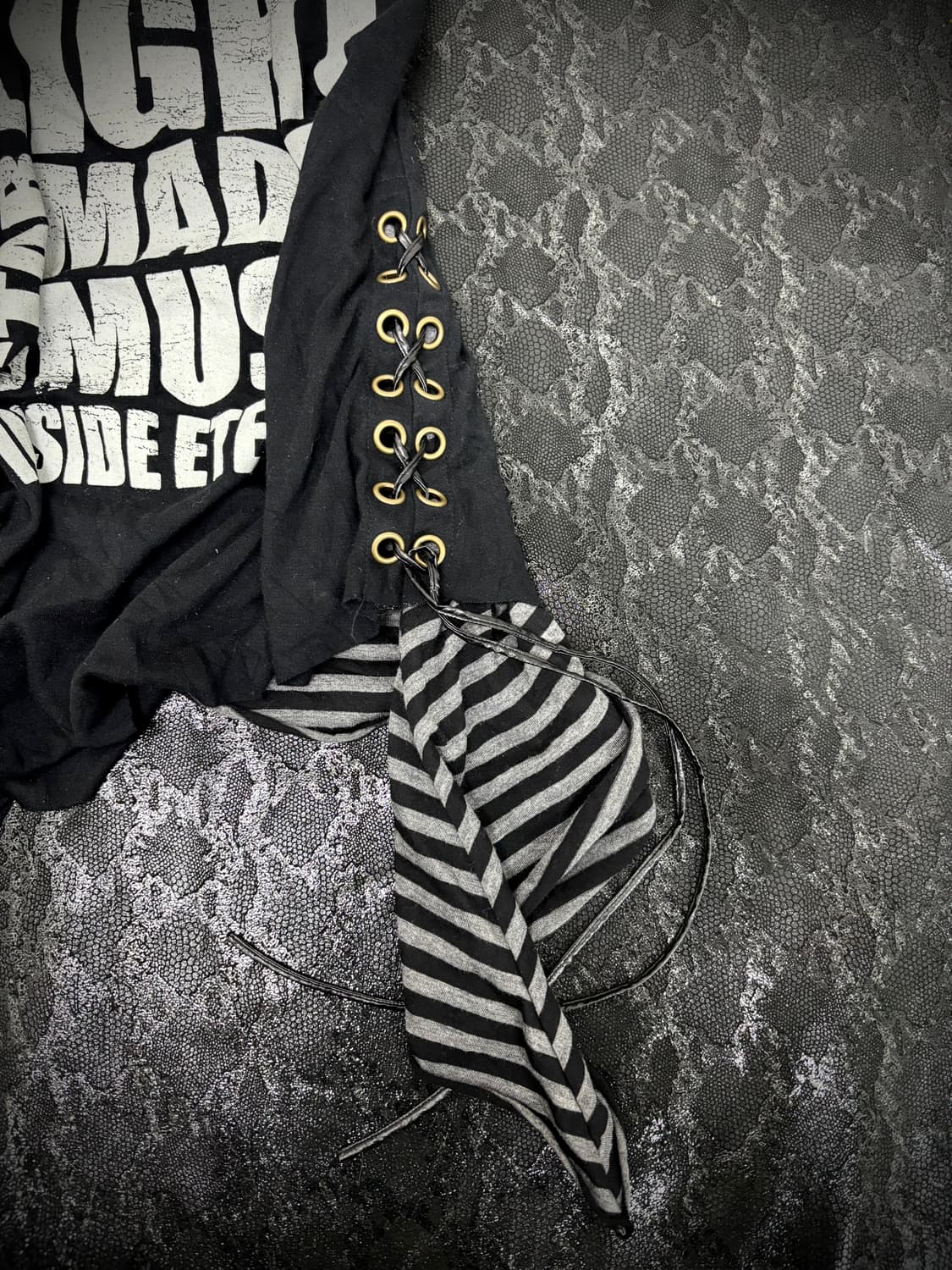 00‘s Mood Stripe Layered Unbalance Lace- 상품이미지2