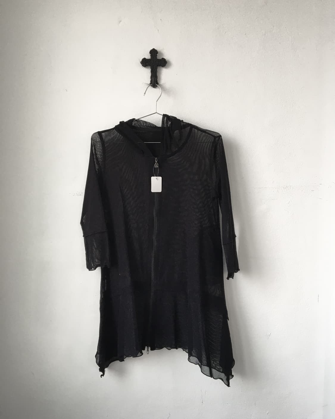 Unbalanced see through hood mesh zip up 상품이미지2