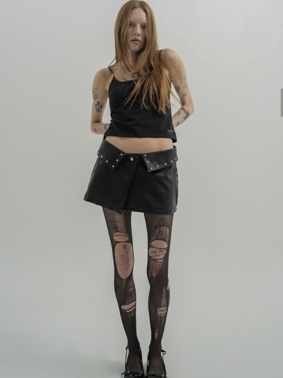 분트 belt stud leather skirt 상품이미지2