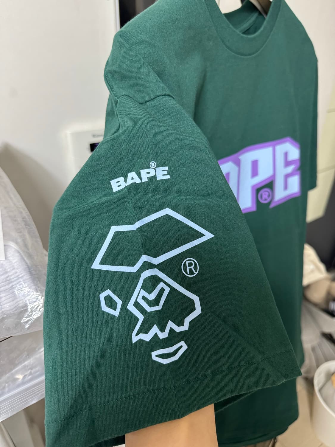 Bape 베이프 풋볼 티셔츠 그린 XL 상품이미지3