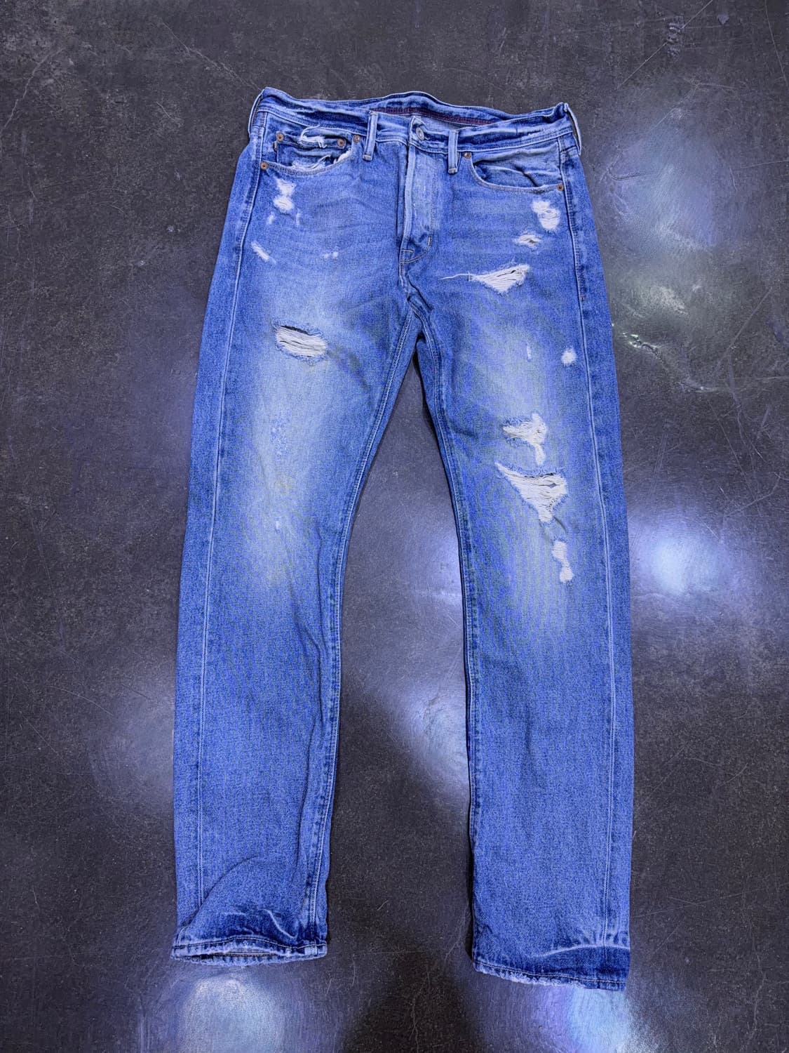 랄프로렌 폴로 빈티지 디스트로이드 워싱 스펜서 스키니 데님팬츠 32 상품이미지1