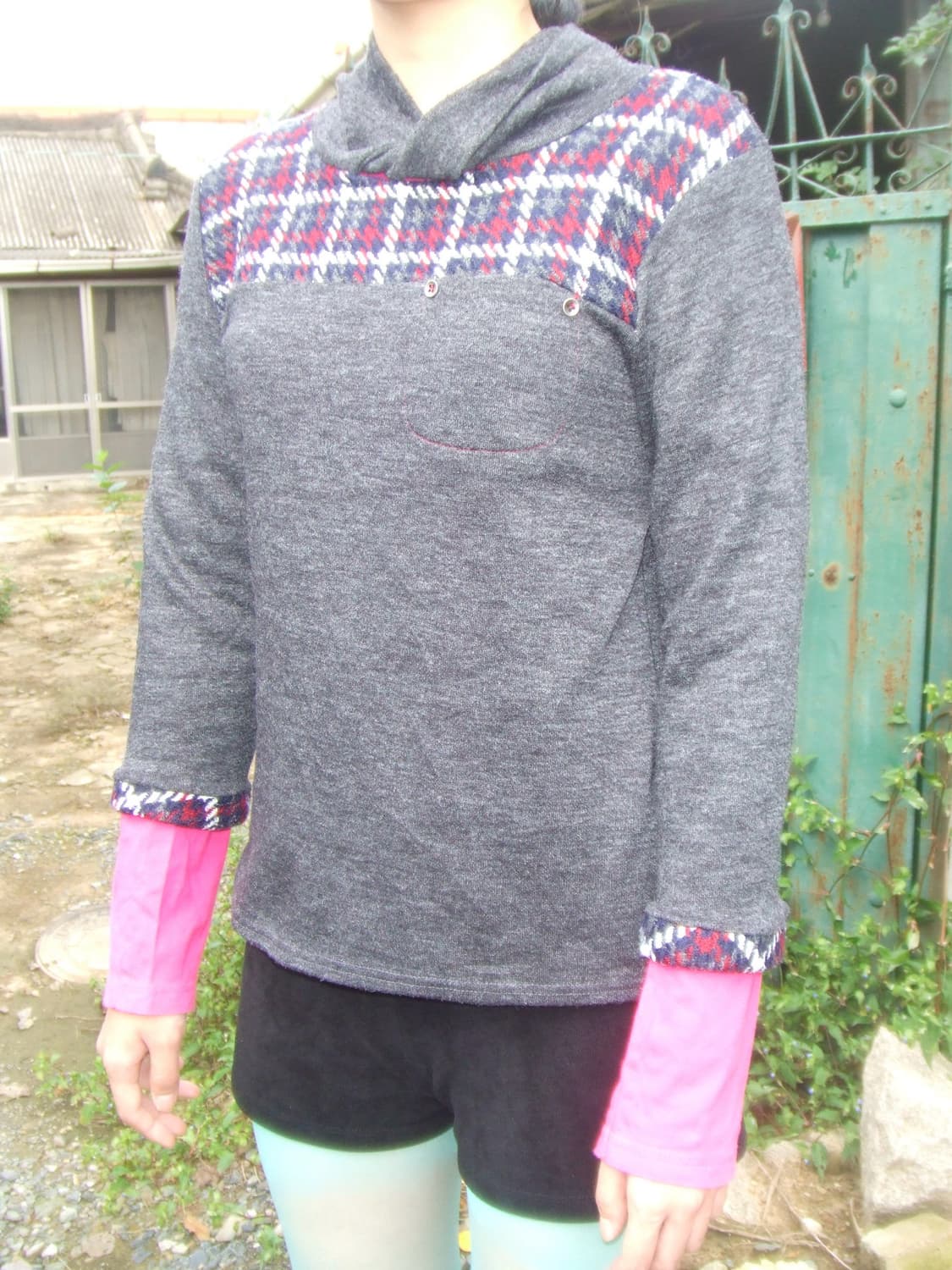 Vintage grey check pattern knit 상품이미지2