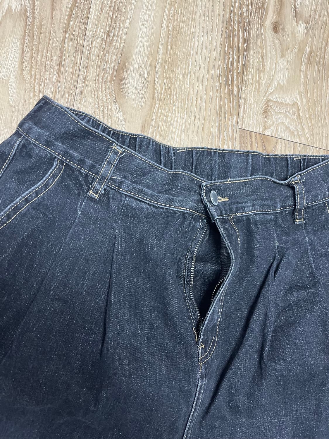 와이드 카고 흑청바지  상품이미지2