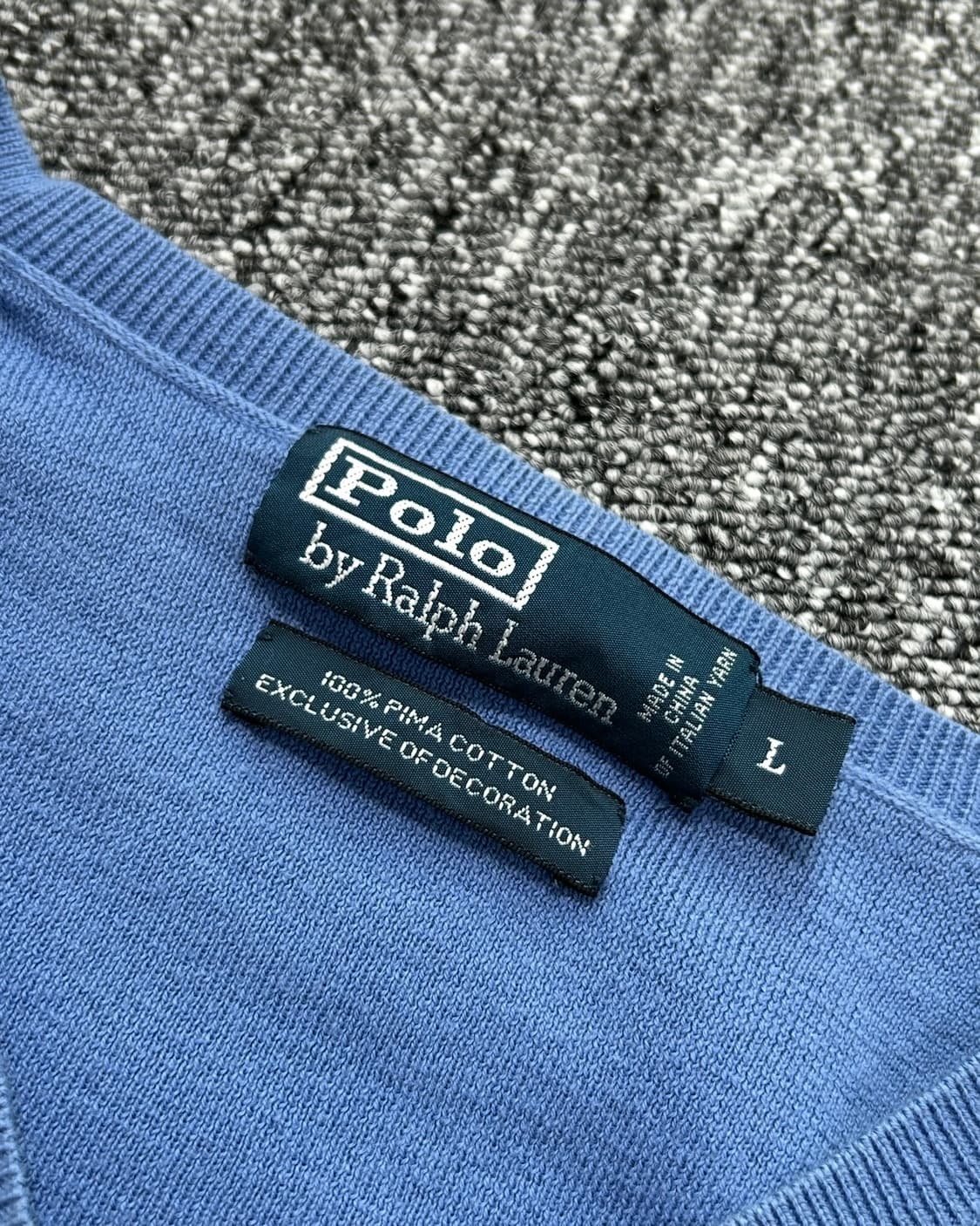 폴로 랄프로렌 피마 코튼 스카이블루 브이넥 니트  상품이미지7