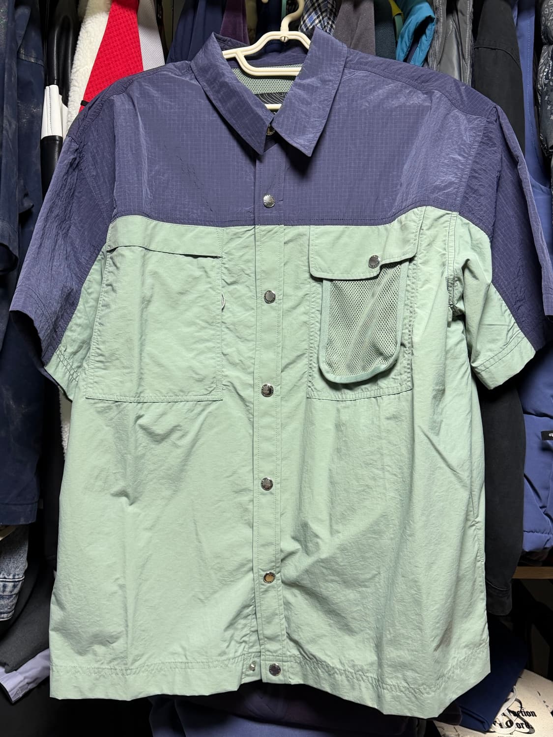 오프그리드 컬러블록 반팔 셔츠 L 상품이미지2