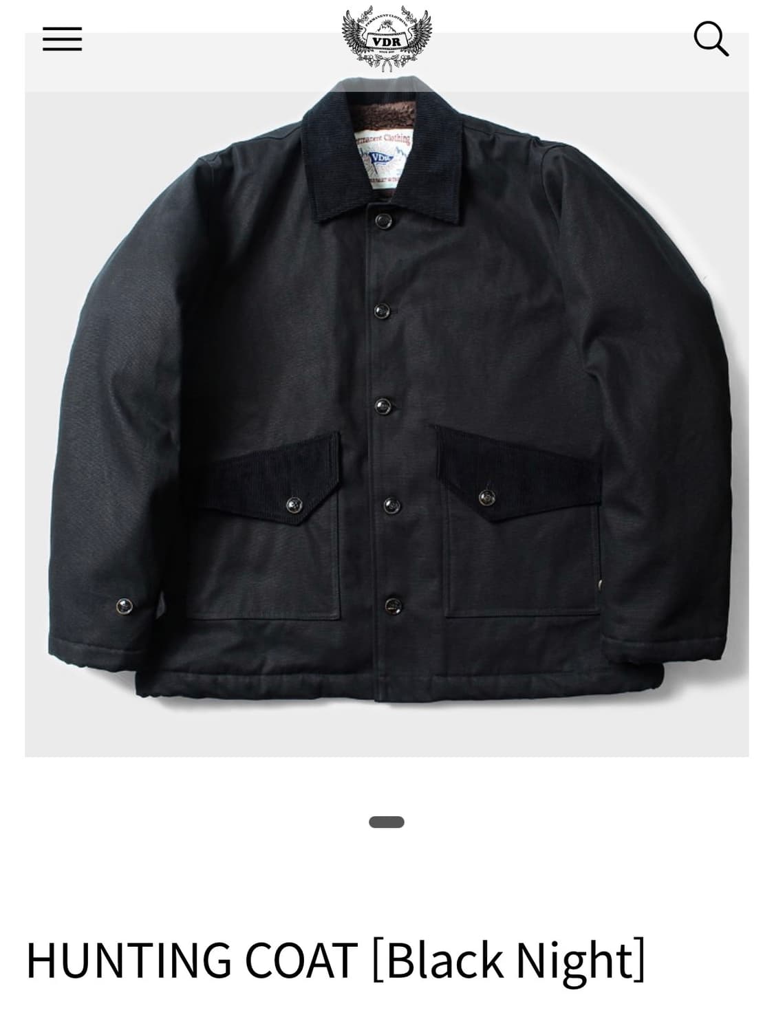VDR 비디알 블랙 헌팅 코트 XL 상품이미지1