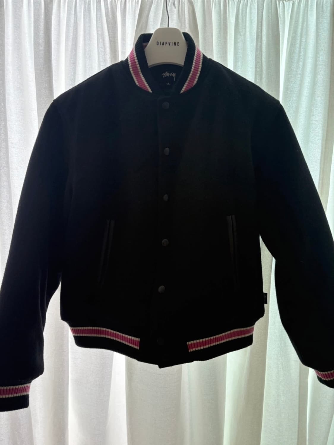 스투시 S 토크 멜튼 바시티 자켓 블랙 s사이즈 상품이미지1