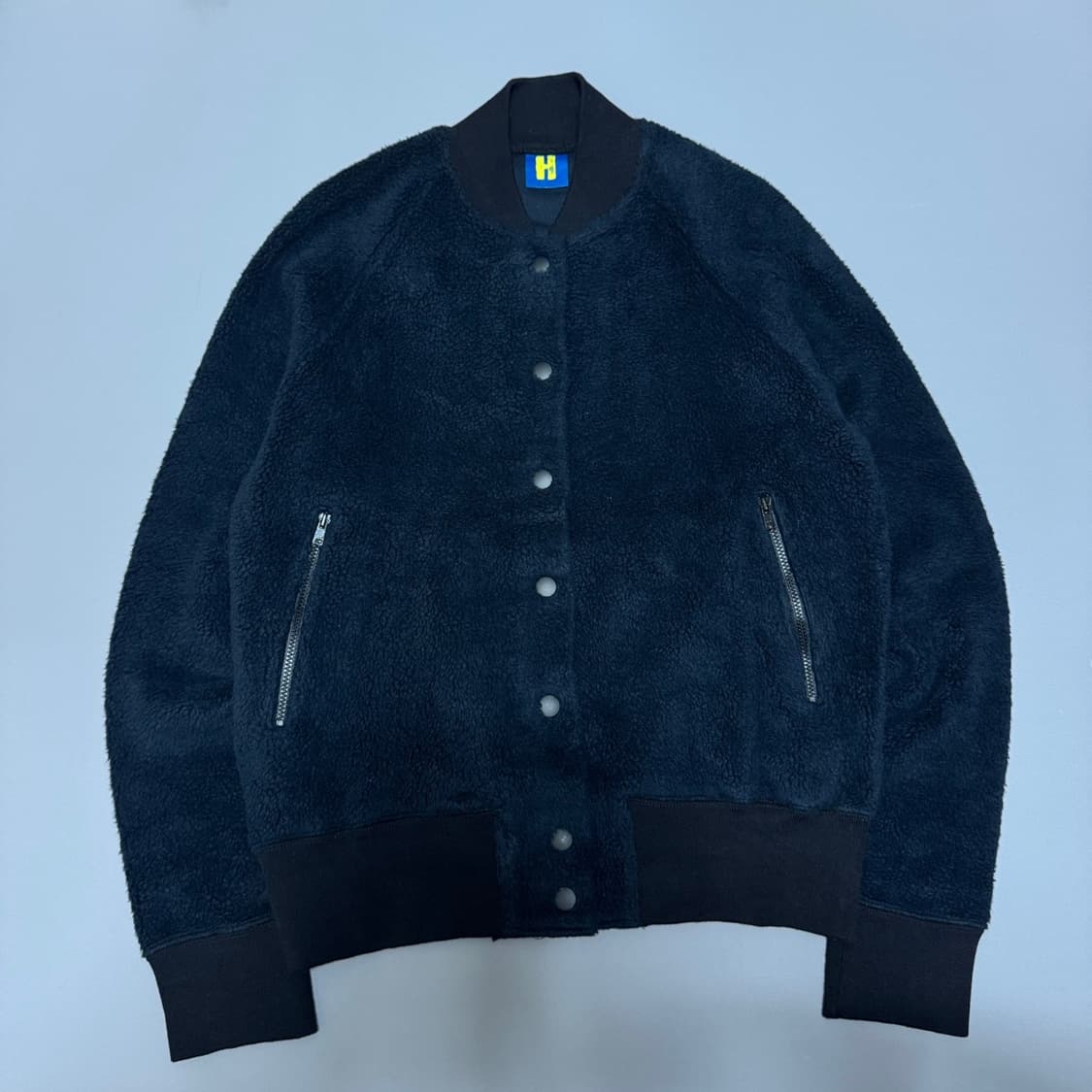 히스테릭글래머 블랙컬러 박스로고 프린트 쉐르파 스타디움 자켓  상품이미지8