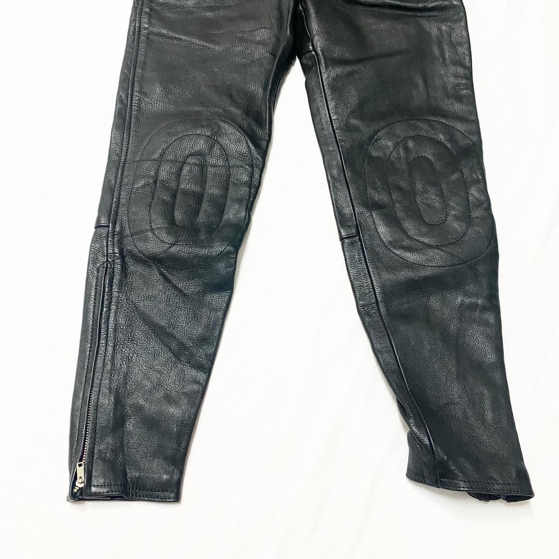 MOTO RICH - 소가죽 레더 바이커 팬츠 상품이미지3