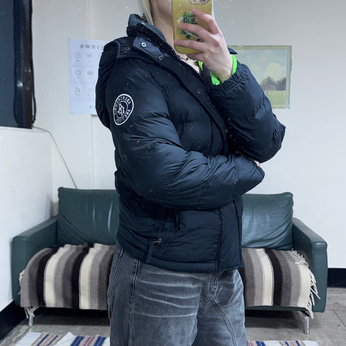 투티/0085 아베크롬비 블랙 패치로고 패딩 자켓 상품이미지2